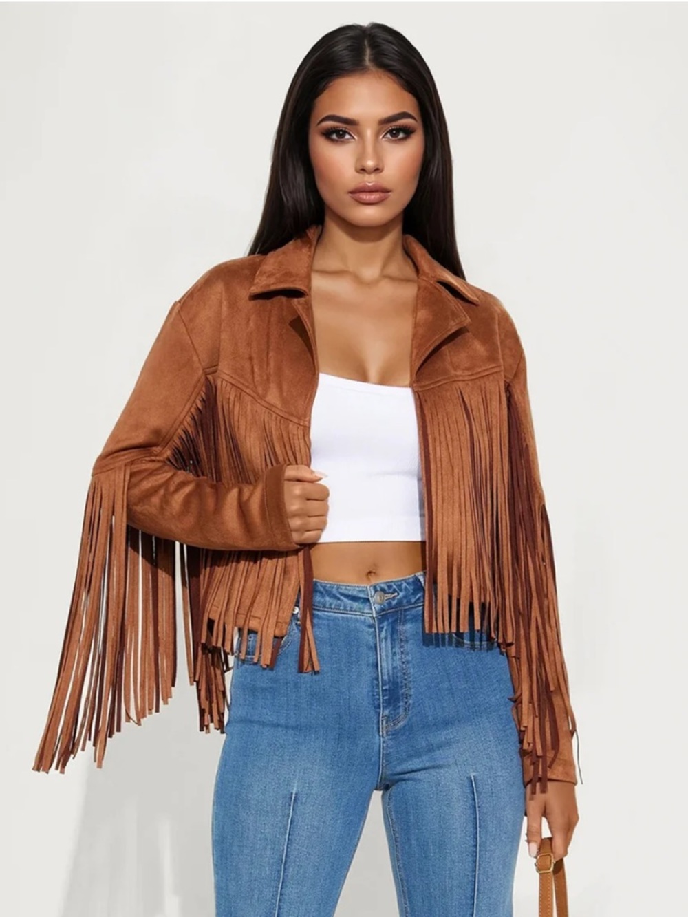 Sedona Faux Suede Fringe Jacket